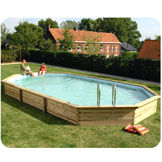 Wooden swimming pool STAVANGER oval shaped