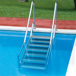 Easy Access stainless steel pool ladder with double handrail 