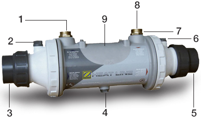 Description Zodiac HEAT LINE NU 40 heat exchanger