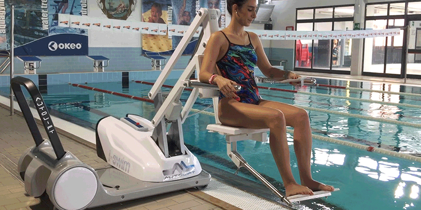 I Swim 2 mobile seated pool lift for disabled pool access 