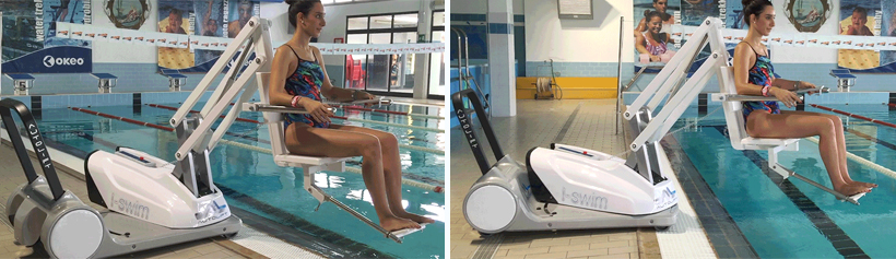 I Swim 2 mobile seated pool lift for disabled pool access 