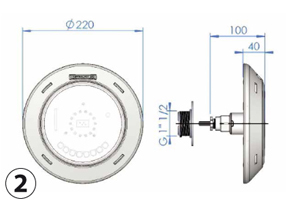 Lumiplus Rapid 1.11 PAR 56 LED lamp dimensions version concrete