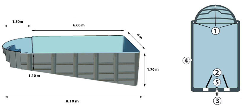 Padang polyester shell profile and above view Padang polyester shell profile and above view