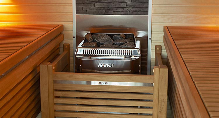 Harvia Topclass Combi sauna stove in situ 