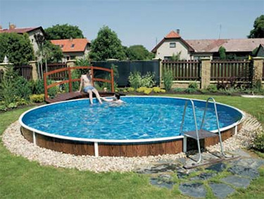 AZURO DE LUXE above ground steel pool   semi inground installation