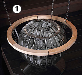 Harvia Globe suspended from ceiling