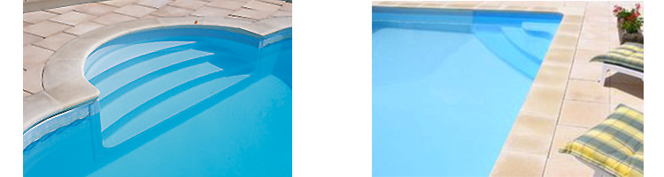 Acrylic stairs, two available models Recypool inground pool kit made from recycled polyethylene