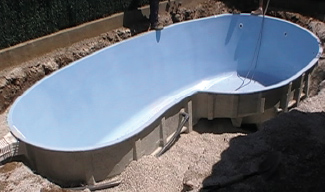 Positioning of polyester shell pool