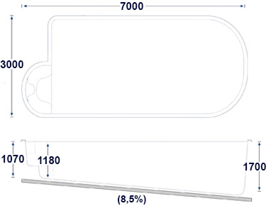 Dimensions Olbia 720 polyester shell pool