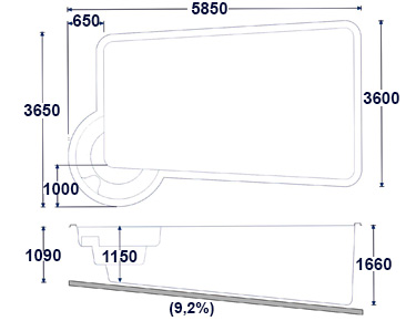 Dimensions BARAHONA 610 polyester shell pool