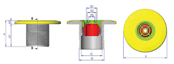 Dimensions Astral Prestige discharge nozzle for concrete pools 