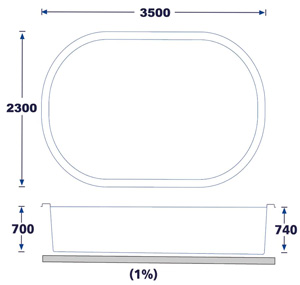 Dimensions FORMENTERA, polyester shell mini pool