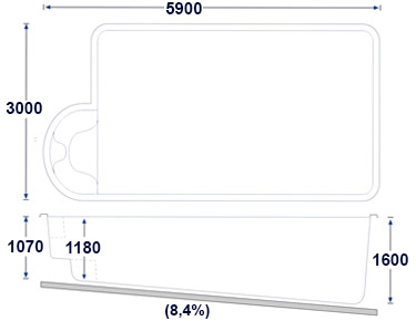 Dimensions Olbia 615 polyester shell pool