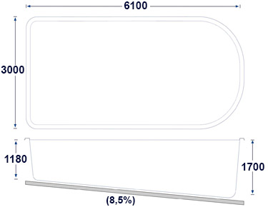 Dimensions Olbia 630 polyester shell pool