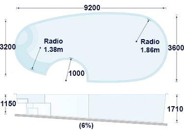 Dimensions PORTO CERVO 950 polyester shell pool