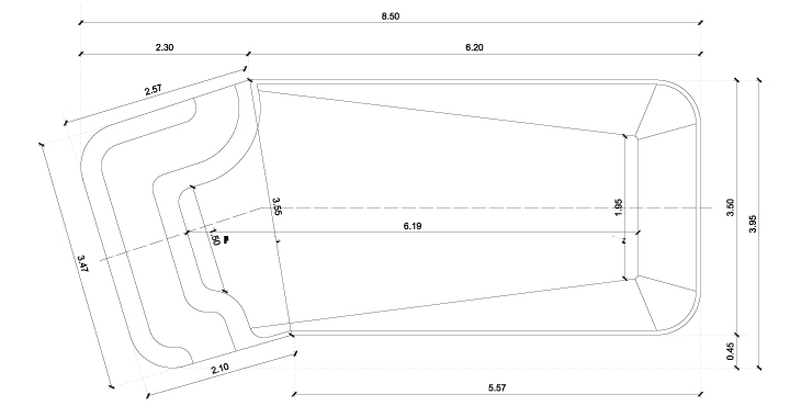 Nimos 8 polyester shell pool above view dimensions