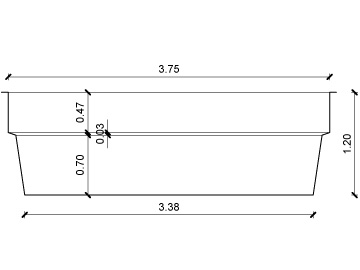 Front view measurements AMORGOS, polyester shell pools