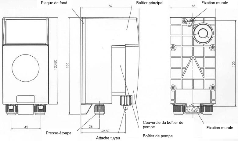 Dimensions Dinodos EASY dosing pump