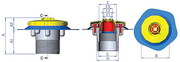 Dimensions Astral discharge nozzle