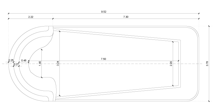 Dimensions DOKOS, polyester shell pool