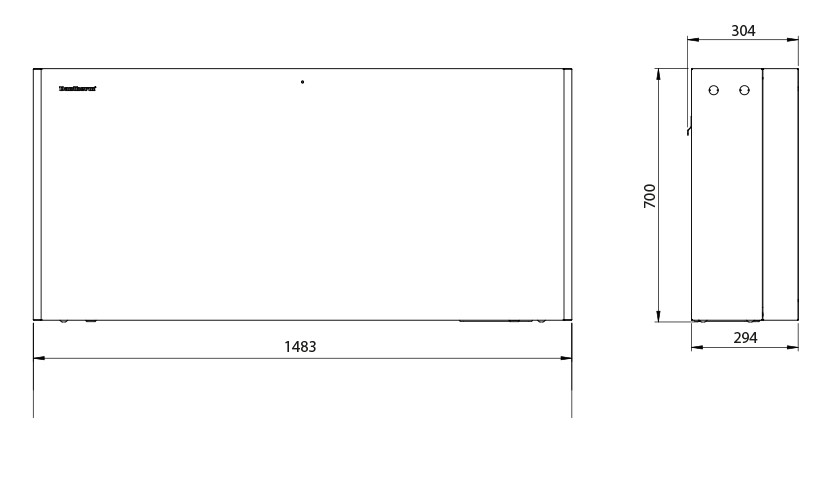 Front panel dimensions CDP 70 built in