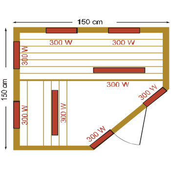 Dimensions OKLAHOMA 3 4 place infrared sauna