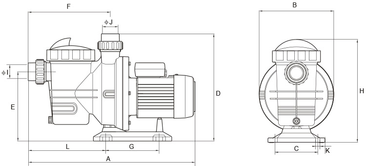 Dimensions pump Caliente TREND