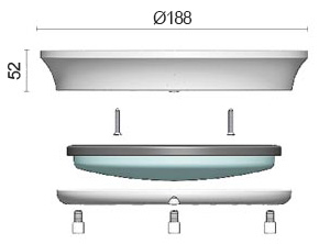 Dimensions Teddington round halogen wall light