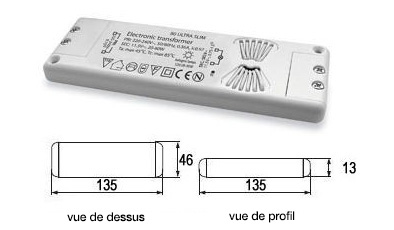 Dimensions Teddington 230V/12V transformer 