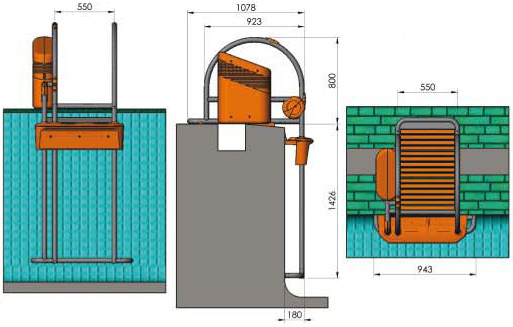 Dimensions Astral Waterlift motorised pool ladder