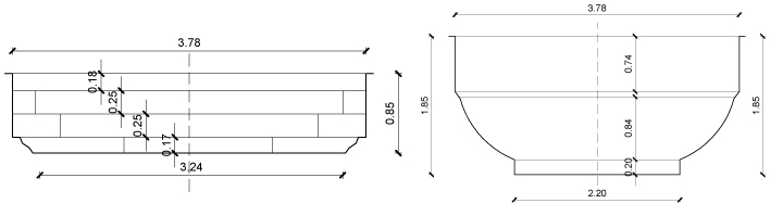 Dimensions DOKOS, polyester shell pool