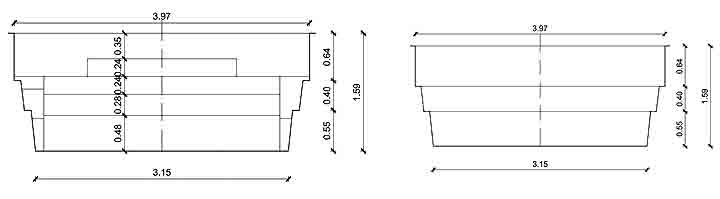 Width dimensions PAROS, polyester shell pool