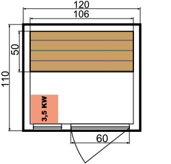 Dimensions Zen 2 steam sauna