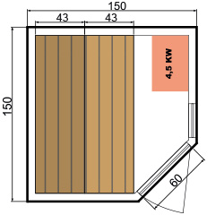 Dimensions Zen 3/4 steam sauna