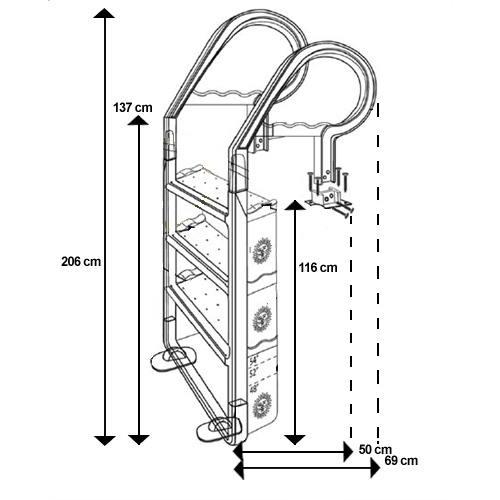 Dimensions resin 3 step ladder