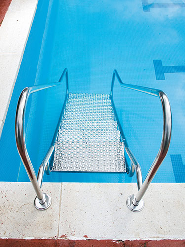 Above view Easy Access stainless steel pool ladder