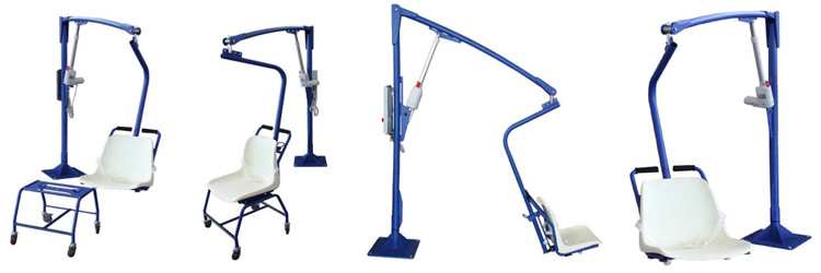 Various position of the F145 removable chair lift 