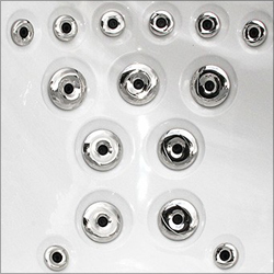118 hydromassage jets, ABS with stainless steel trim 118 hydromassage jets, ABS with stainless steel trim