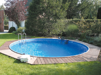 Round Mahogany galvanised steel sheet pool kit 