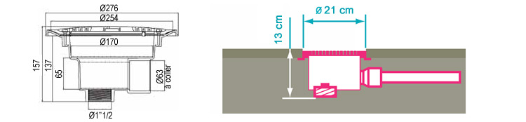 Dimensions main drain for concrete pool