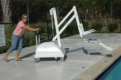 PAL LIFT, seated pool lift is easily manipulated