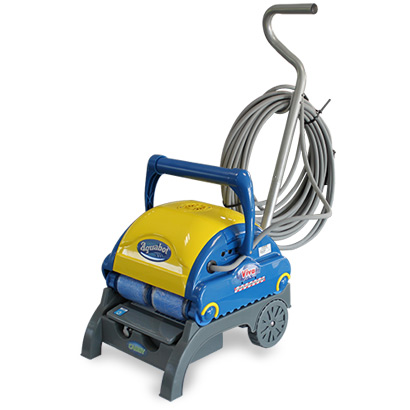 Aquabot Viva electric pool cleaner on trolley Aquabot Viva electric pool cleaner on trolley