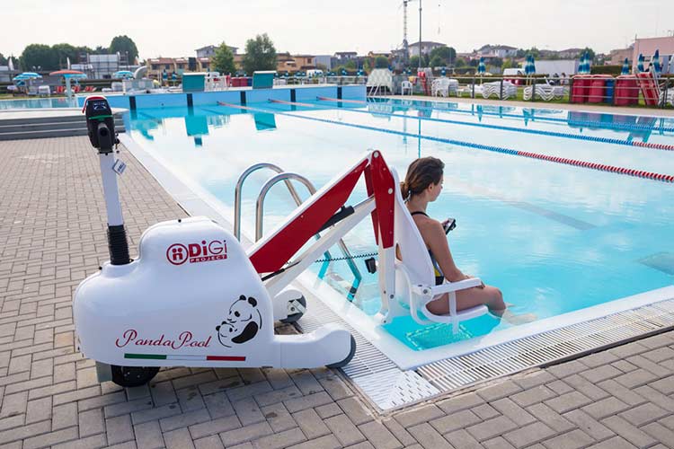 PandaPool mobile seated pool lift for disabled pool access