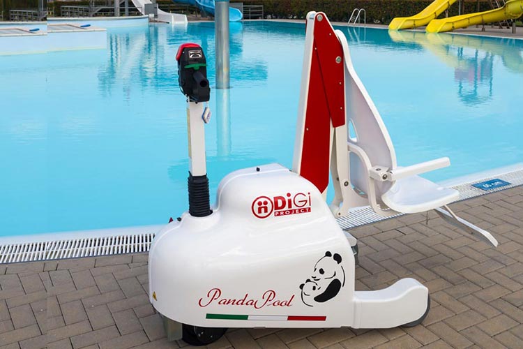 PandaPool mobile seated pool lift for disabled pool access