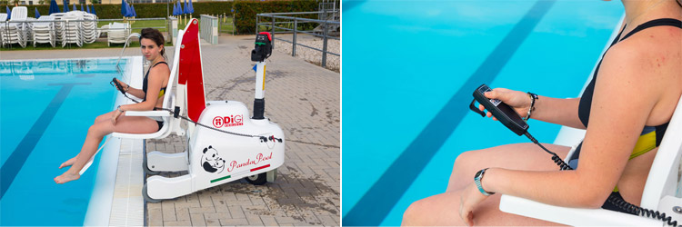 PandaPool mobile seated pool lift for disabled pool access