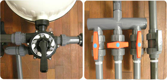 Multiway valve in filtration position