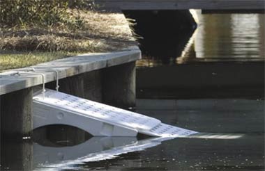 Skamper Ramp for pet pool protection used as pontoon