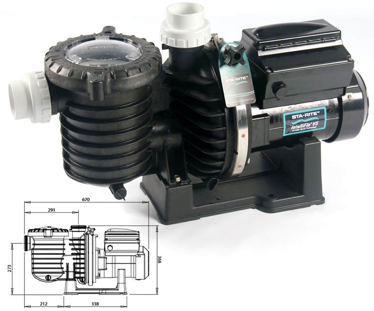 Intelliflo Starite SW 5P6R VS large view and dimensions