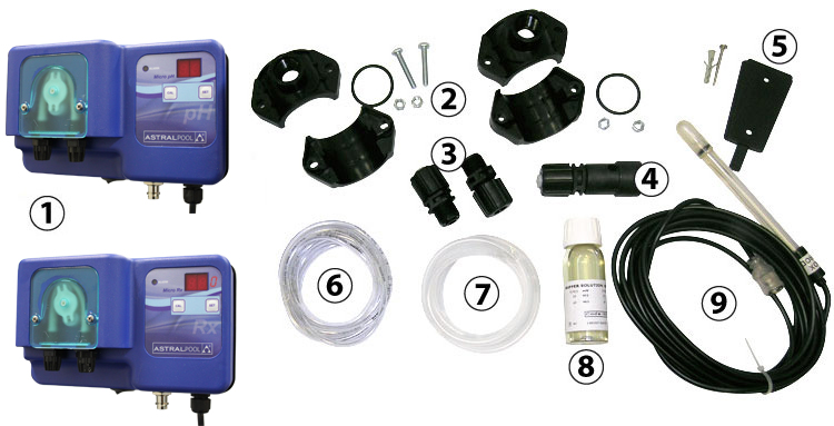 ASTRALPOOL chlorine and pH automatic peristaltic dosing pump regulating kit