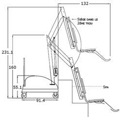 Side view PAL HI LO seated pool lift for disabled pool access